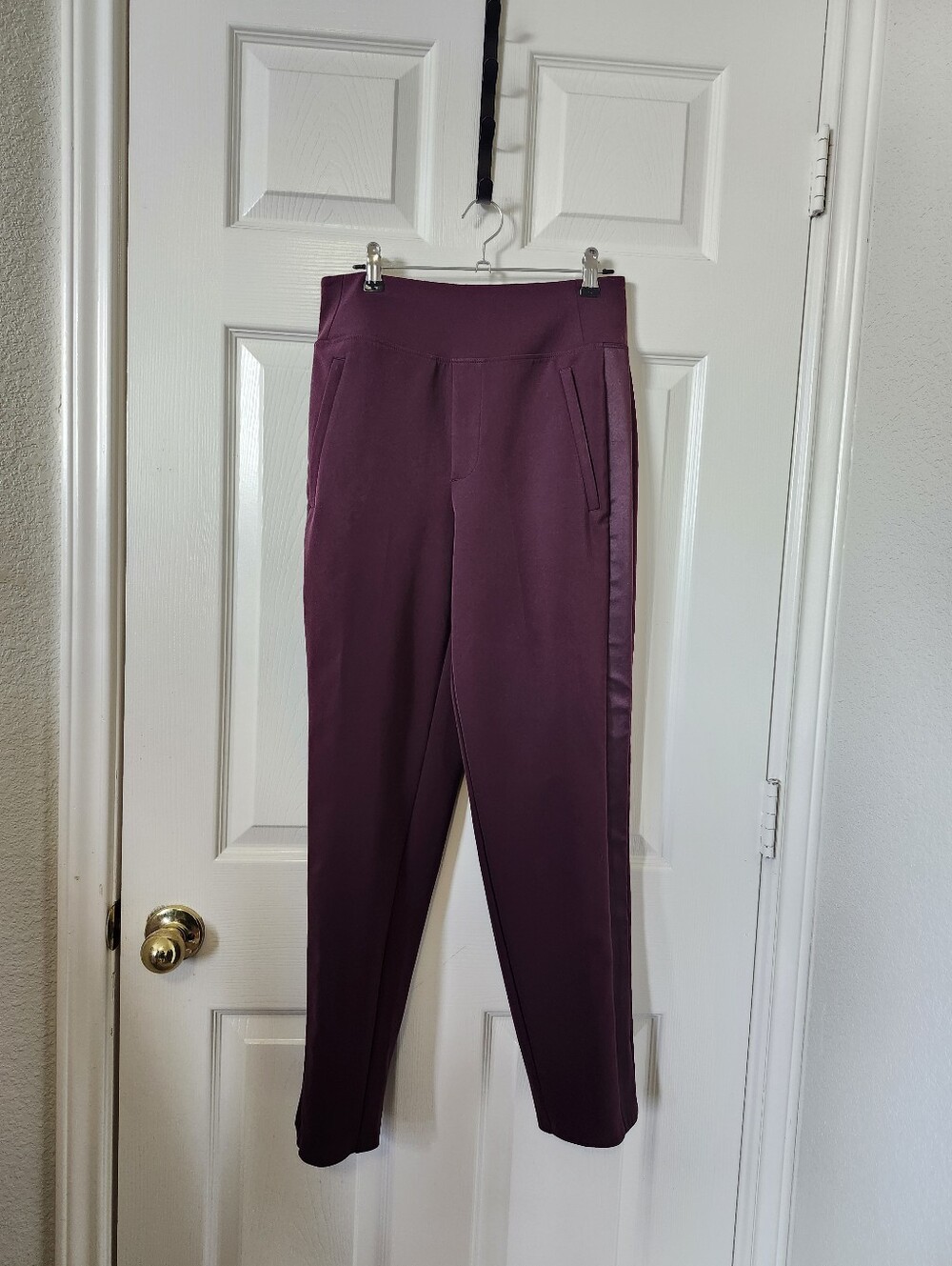 Athleta Plum Skinny Tuxedo-Stripe Pants